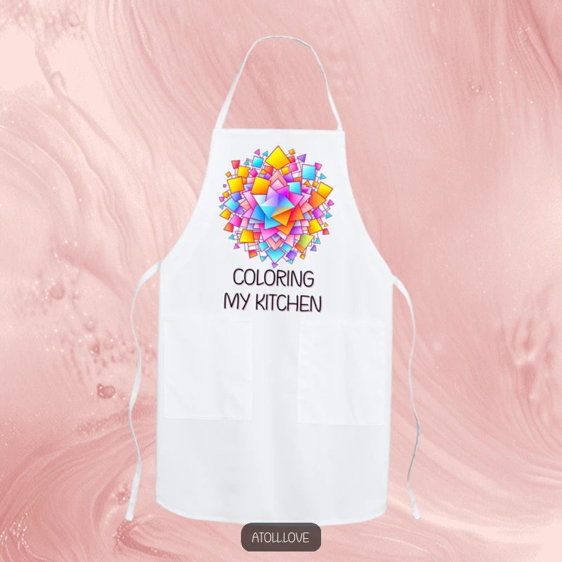 Funny Apron with a vivid gradient flowing through a complex network of abstract shapes, a chef's stylish accessory.