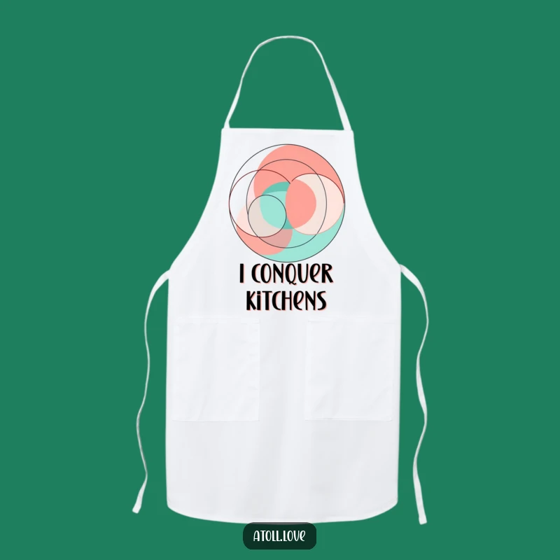 Funny Abstract Geometric Apron, Coral Teal Art, Kitchen Fun & Modern Cooking Gift