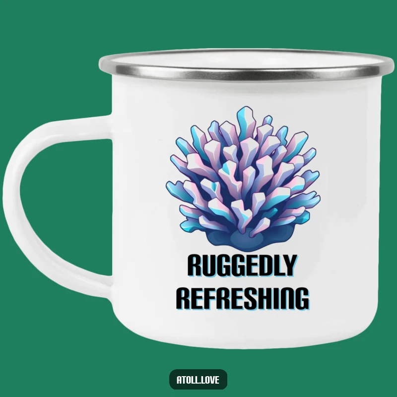 Funny Geometric Reef Camping Mug - Durable Cyan & White Art Cup Gift