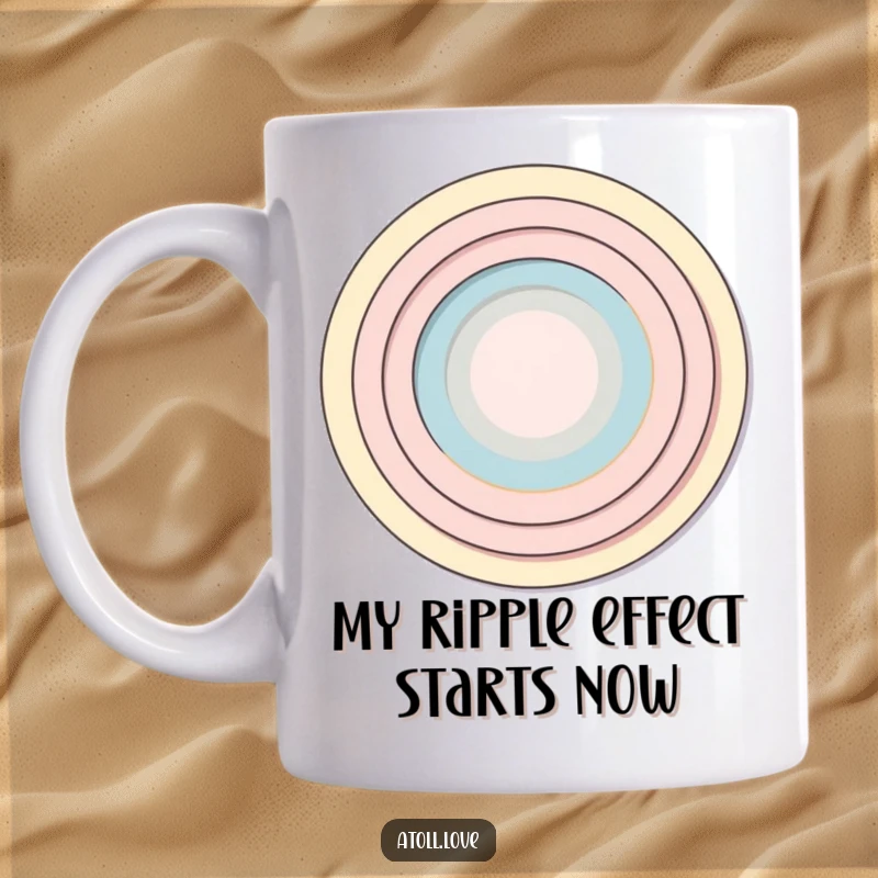 Funny Mug featuring minimalist concentric rings expanding outwards, symbolizing growth and peace, perfect for a thoughtful gift.