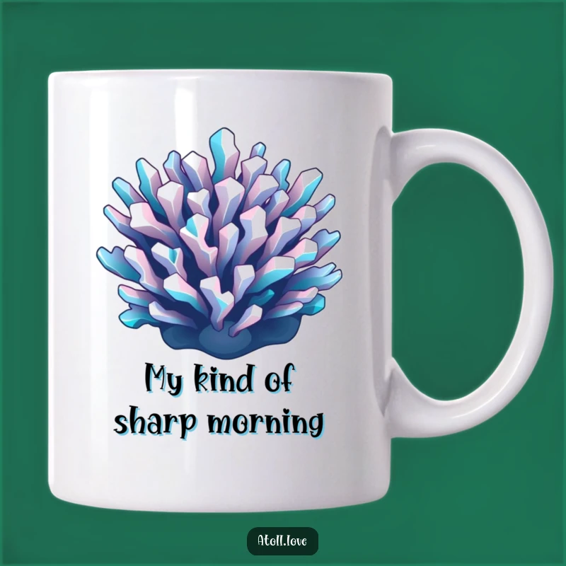 Funny Geometric Reef Mug - Cool Cyan & White Art Gift for Ocean Lovers