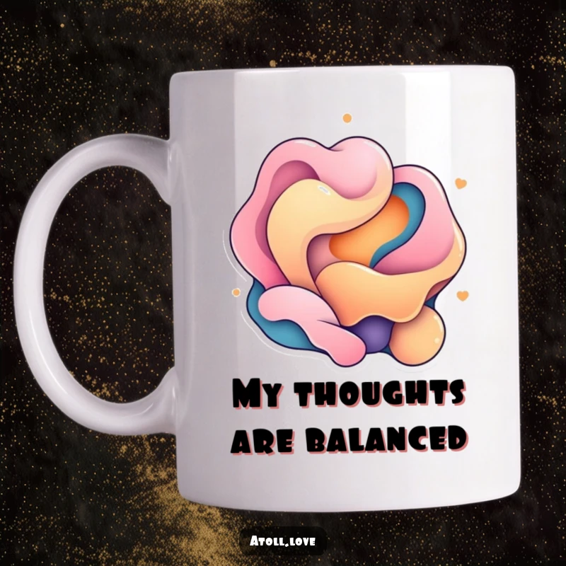 Funny Mug featuring a striking contrast between fluid, organic shapes and rigid geometric elements, symbolizing harmonious opposition.