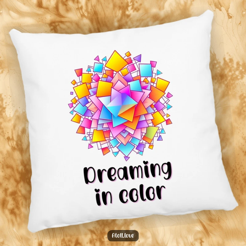 Funny Pillow featuring a bright gradient across a complex, interconnected network of abstract shapes, adding cozy artistry.