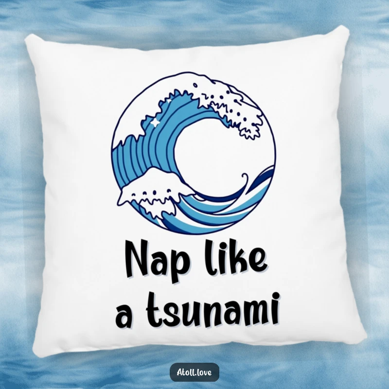 Funny bold wave pillow featuring sharp, artistic lines of a crashing wave, perfect for adding dynamic comfort to any room.