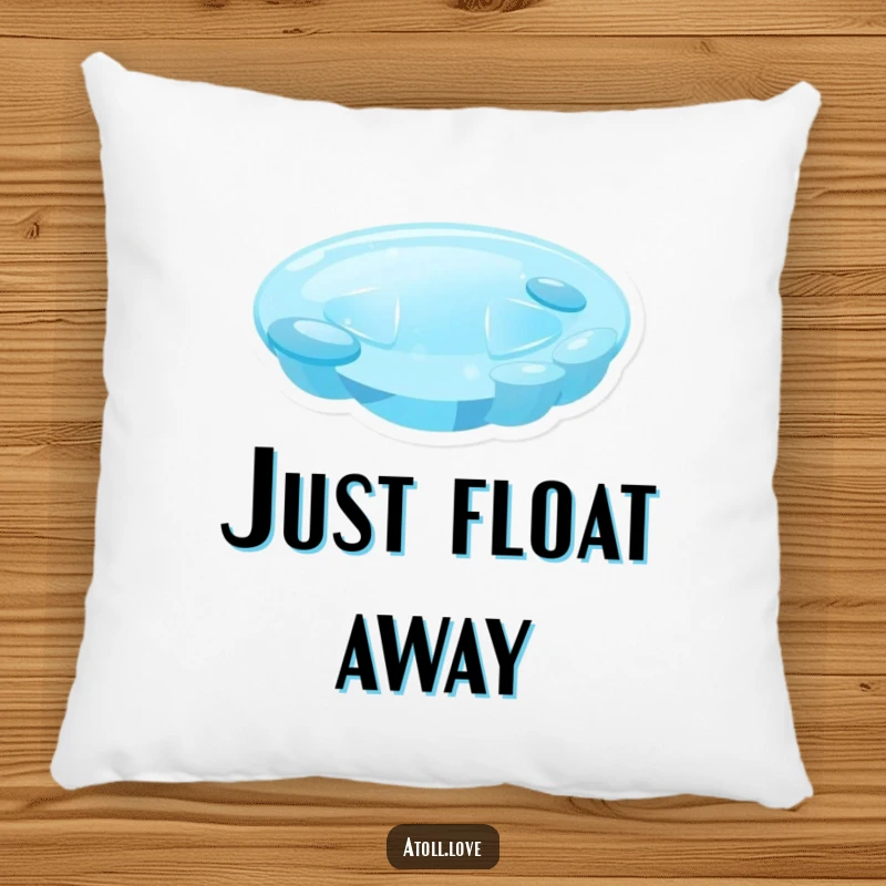 Funny minimalist lagoon pillow with gentle blue gradients and translucent shapes, offering artistic comfort and a serene feel.