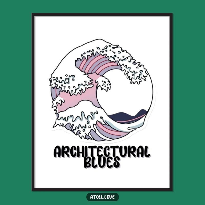 Funny Wave Architecture Digital Art - Instant Download Art for Coastal Vibes