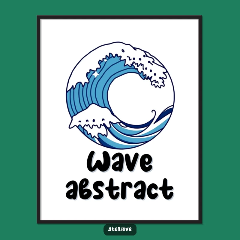 Funny Wave Digital Art - Bold Line Art Print Gift for Walls