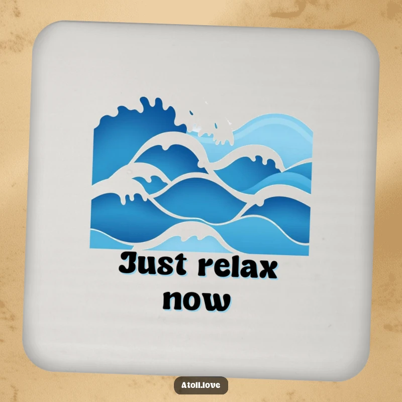 Funny minimalist wave art coasters with a deep blue to bright white gradient, evoking peaceful ocean patterns.