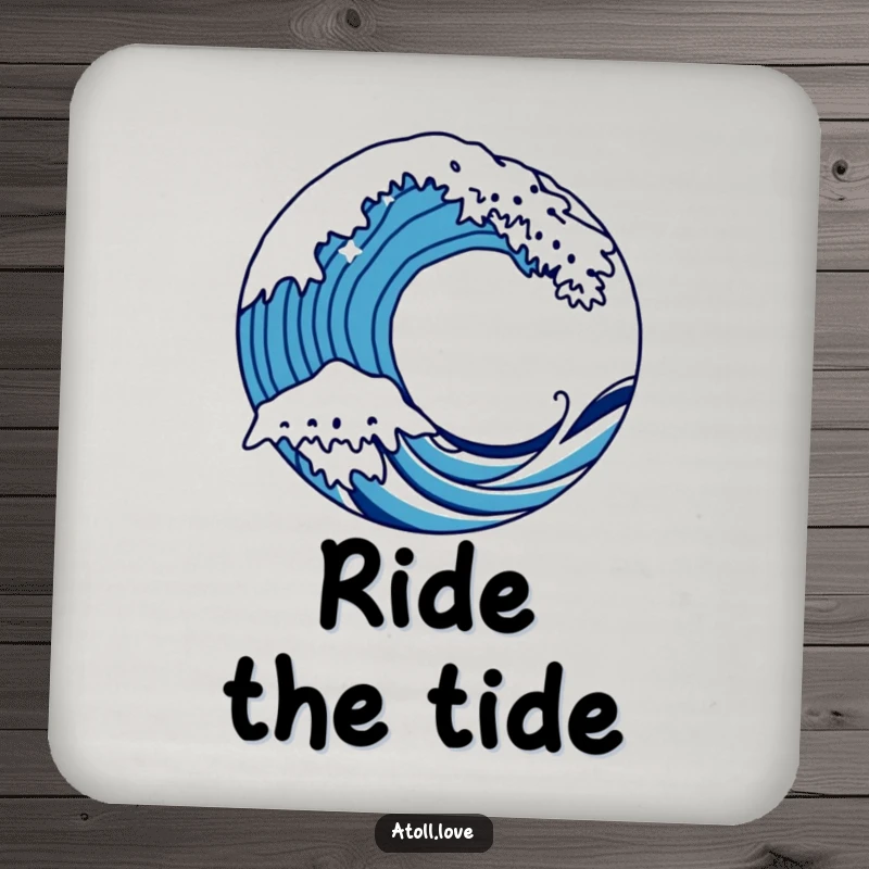 Funny bold wave drink coasters featuring sharp, artistic lines of a crashing wave, adding a dynamic touch to any table.