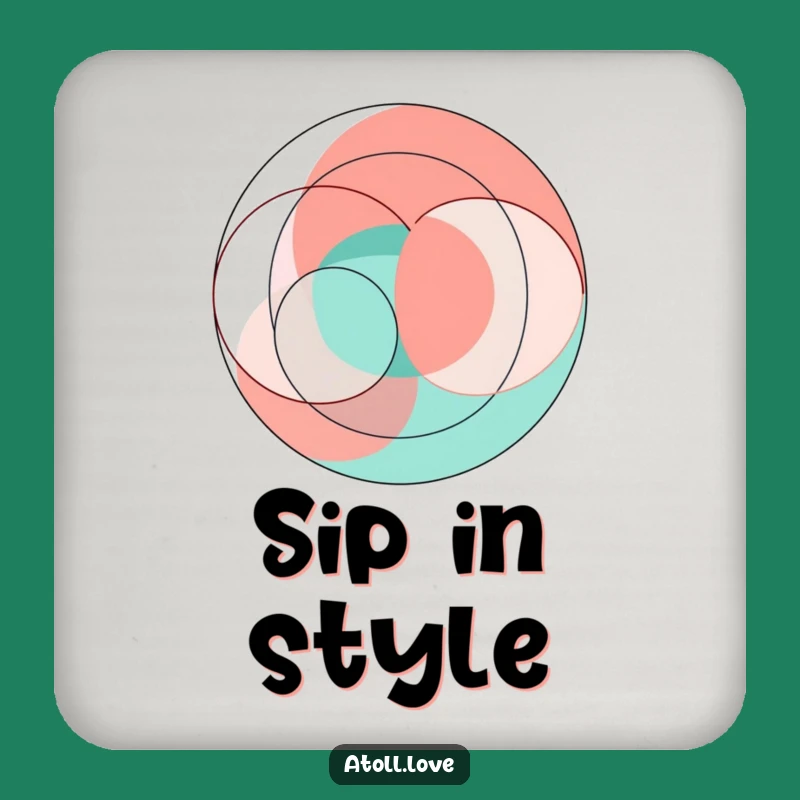 Funny Abstract Geometric Coaster Set, Coral Teal Art, Protect Surfaces with Style Gift