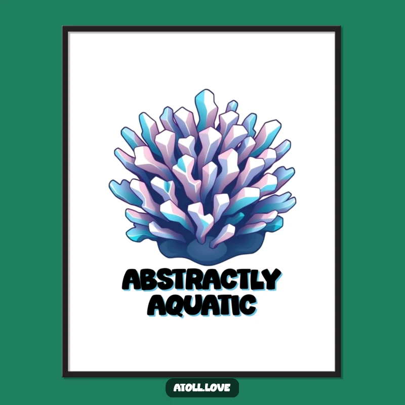 Funny Geometric Reef Poster - Striking Cyan & White Art Print Gift