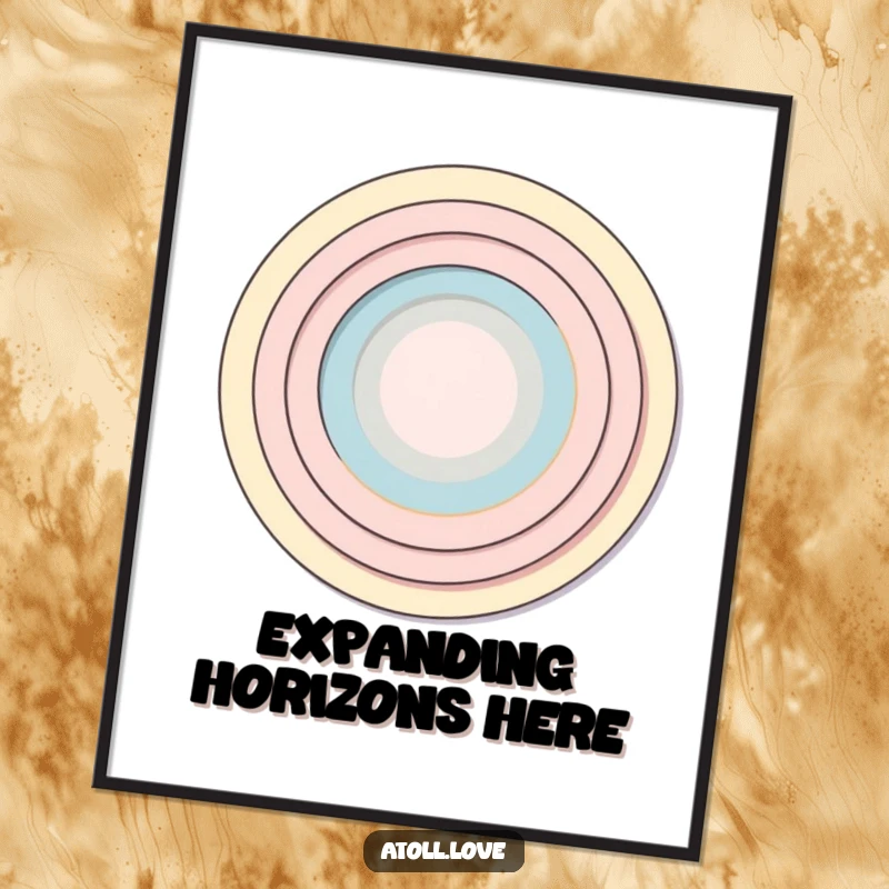 Funny Poster displaying minimalist concentric rings radiating from a center point, creating a serene and artistic wall decor, ideal funny gift.