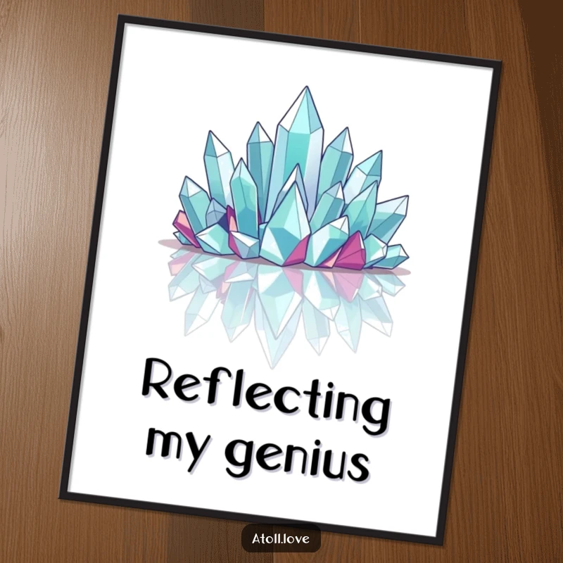 Funny Poster of sharp, angular crystalline structures emerging from a flat, reflective base, adding a touch of abstract artistry.