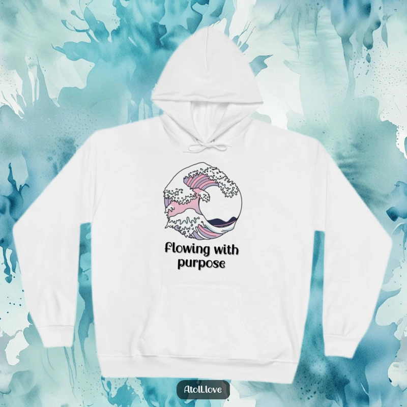 Funny Hoodie depicting a stylized wave integrated with sharp architectural blueprints, blending fluidity with structure.