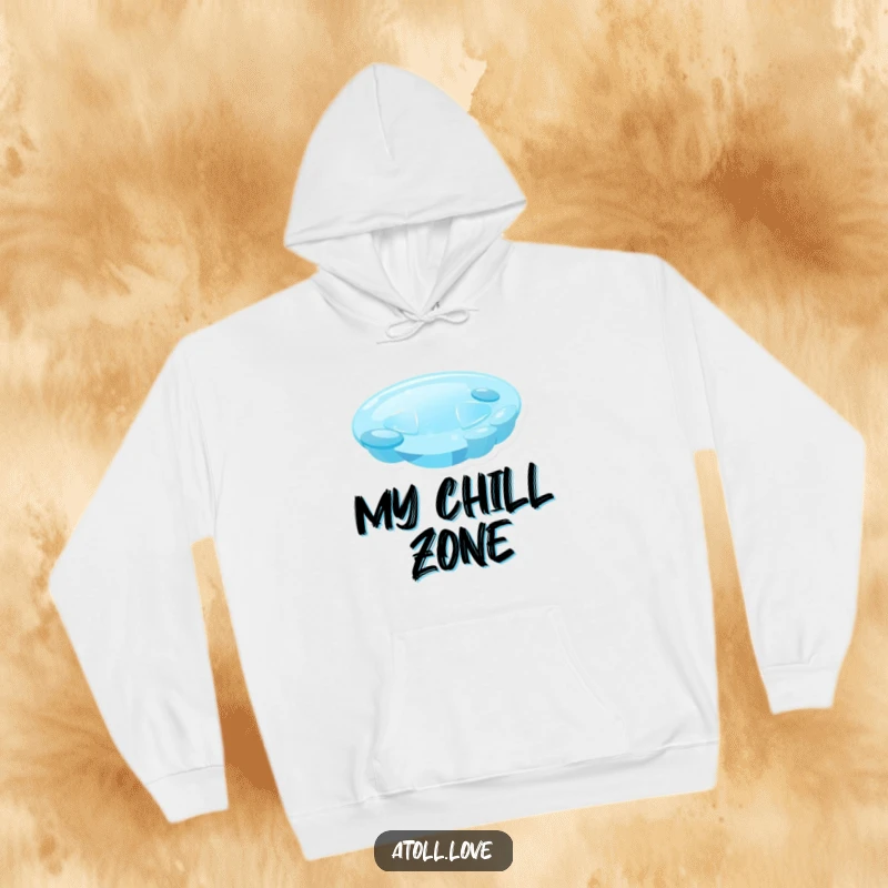 Funny minimalist lagoon hoodie featuring a soothing blue gradient and translucent shapes, perfect for cozy and artistic relaxation.