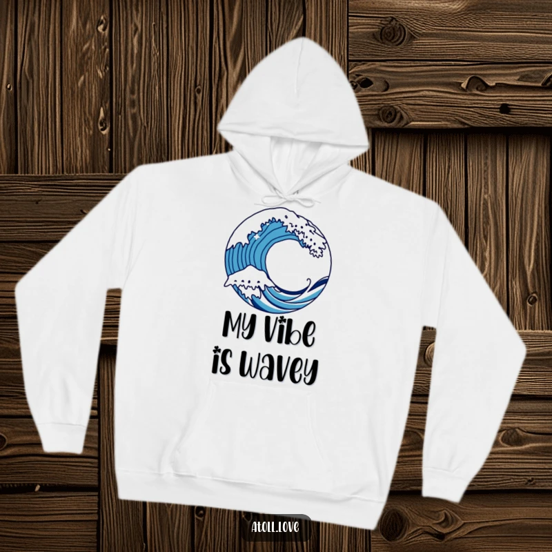 Funny bold wave hoodie showcasing sharp, artistic lines of a crashing wave, offering warmth and dynamic design.