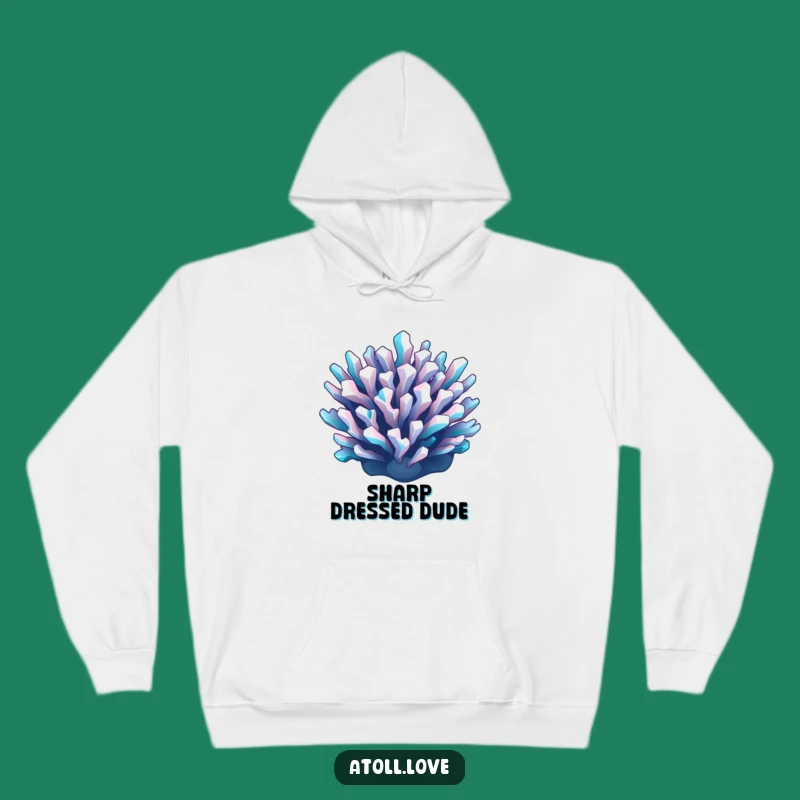 Funny Geometric Reef Hoodie - Warm Cyan & White Art Wear Gift