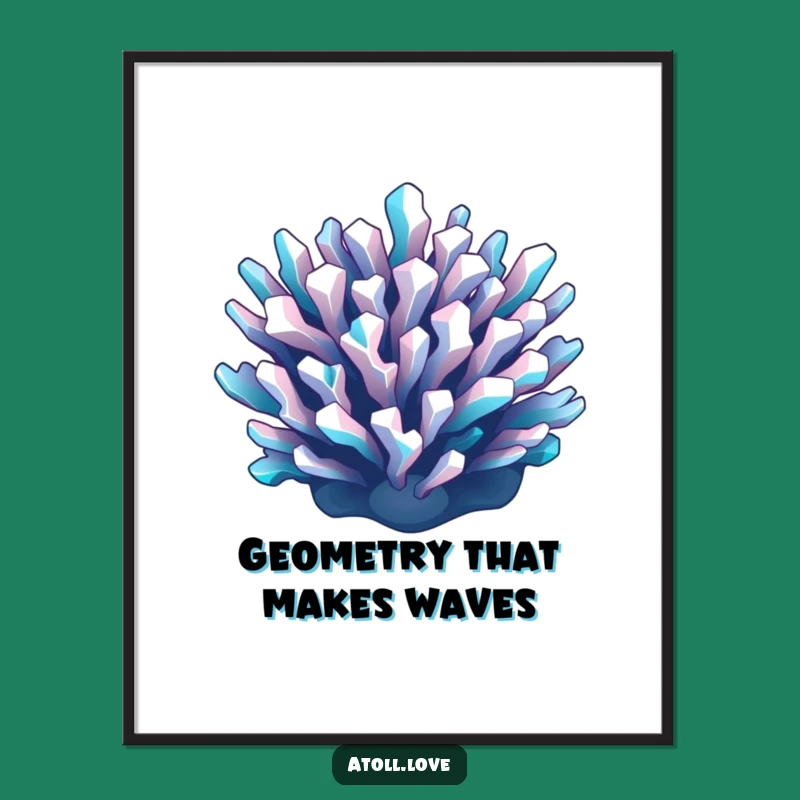 Free Printable Wall Art: Geometric Reef Coolness - Funny Cyan & White Download