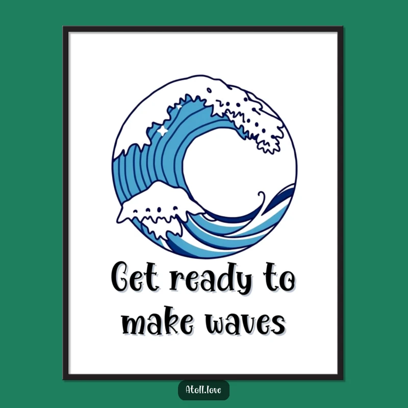 Free Printable Wall Art: Stylized Wave Power - Funny Bold Line Decor