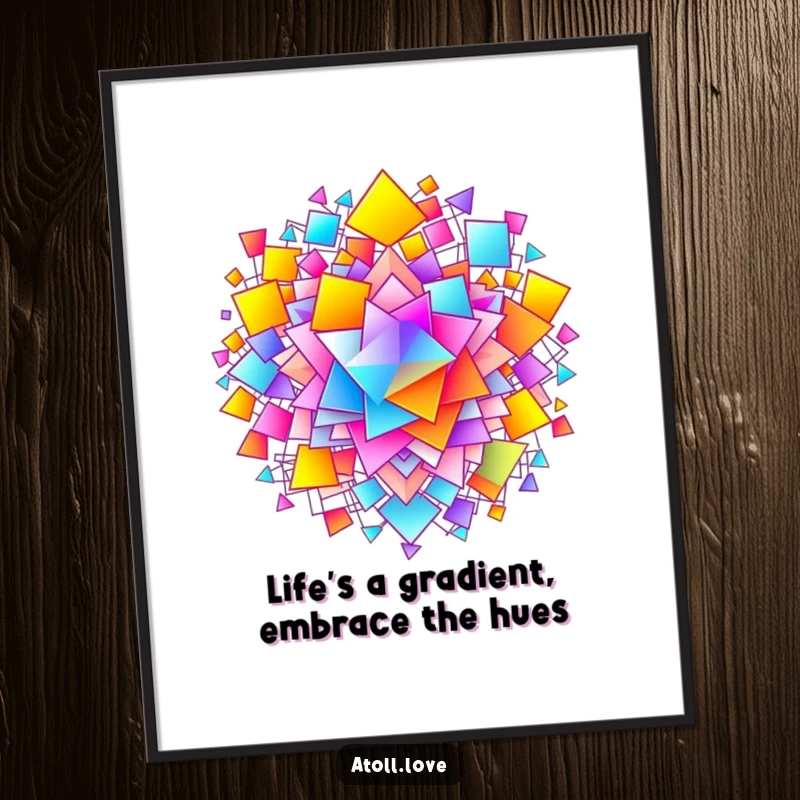Funny free printable wall art with a vibrant gradient filling a complex, interconnected network of shapes.