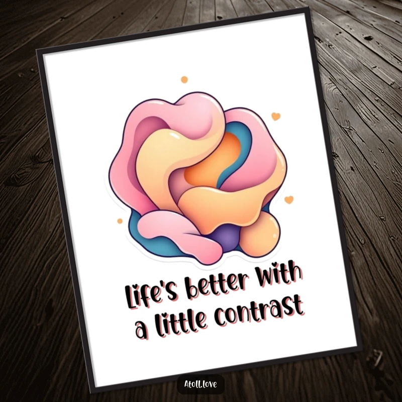 Funny free printable wall art showcasing fluid organic shapes contrasting with rigid geometric elements.