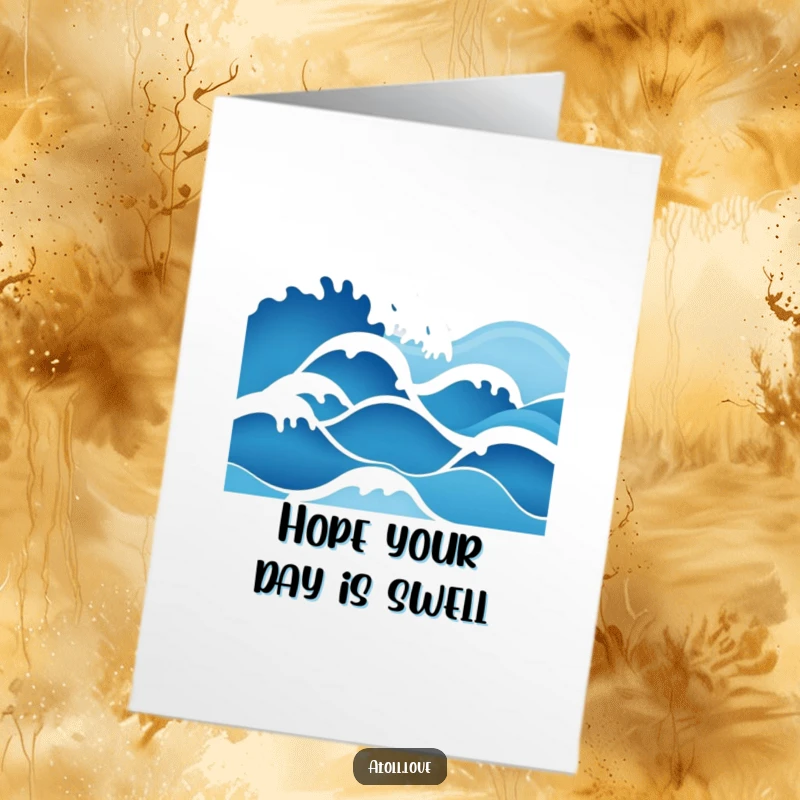 Funny Free Printable Minimalist Birthday Card with deep blue to bright white gradient wave patterns, perfect for a serene celebration.