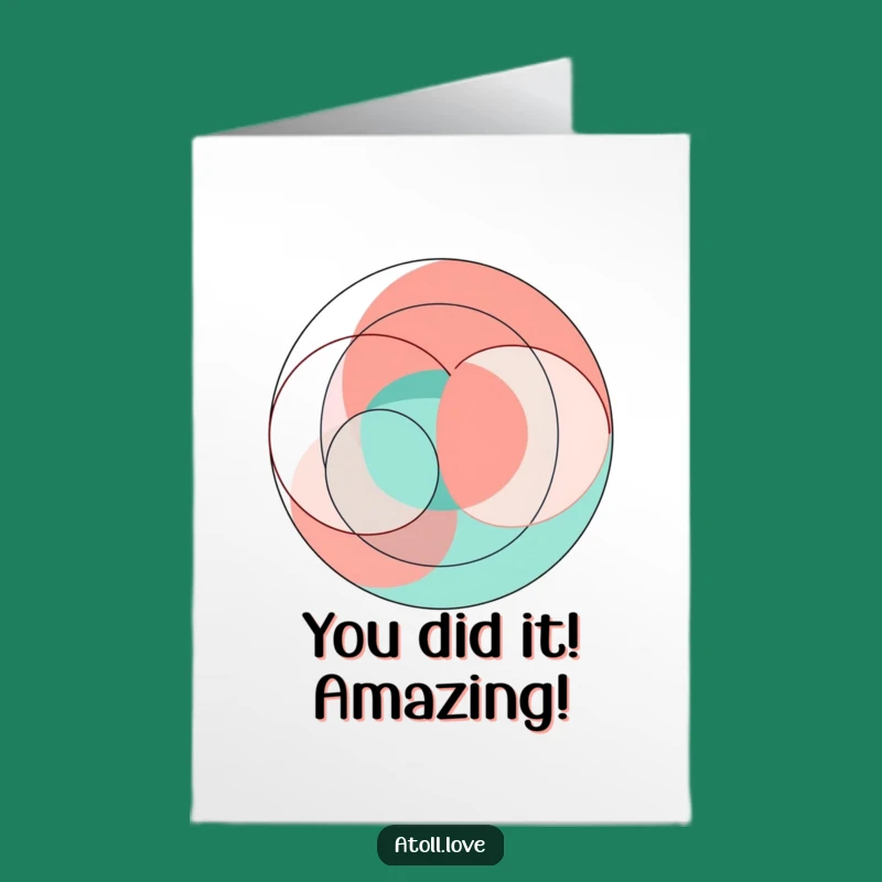 Free Printable Abstract Congrats Card: Coral & Teal Geometric Success Downloadable