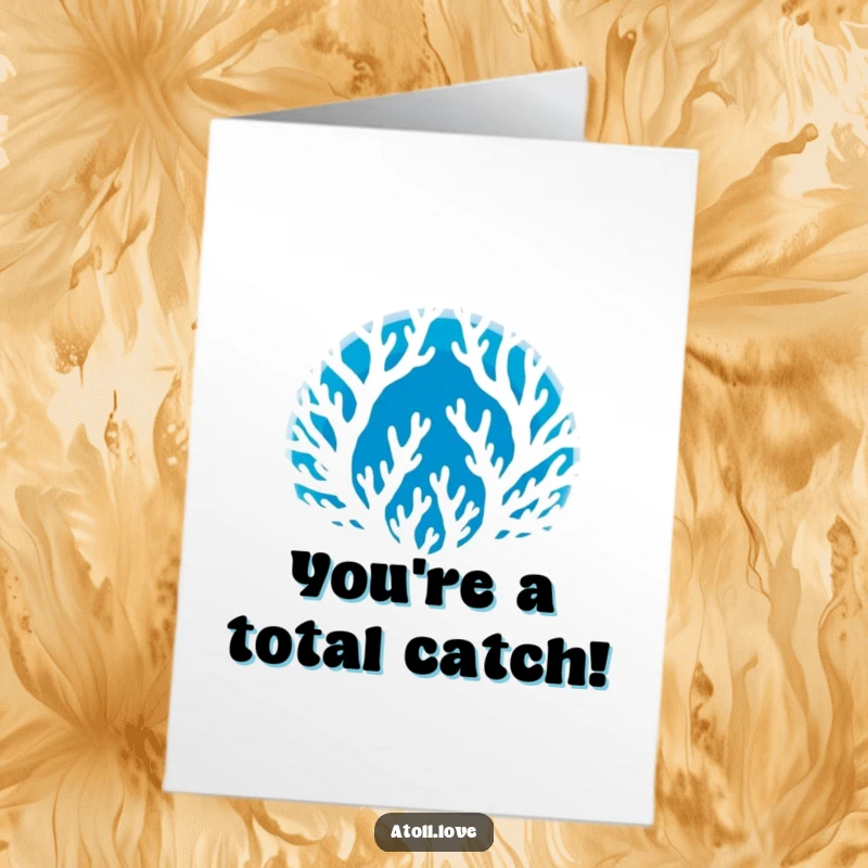 Funny Free Printable Congratulations Card with a white coral silhouette on a deep blue background, symbolizing growth and achievement.