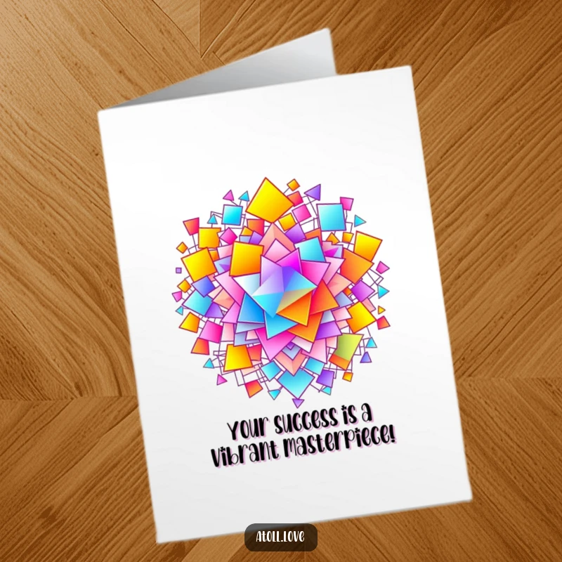 Funny free printable congratulations card featuring a vibrant gradient in a complex, interconnected network of shapes.