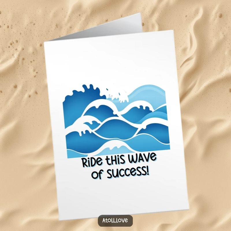 Funny Free Printable Minimalist Congratulations Card with deep blue and bright white gradient wave patterns, celebrating achievements calmly.