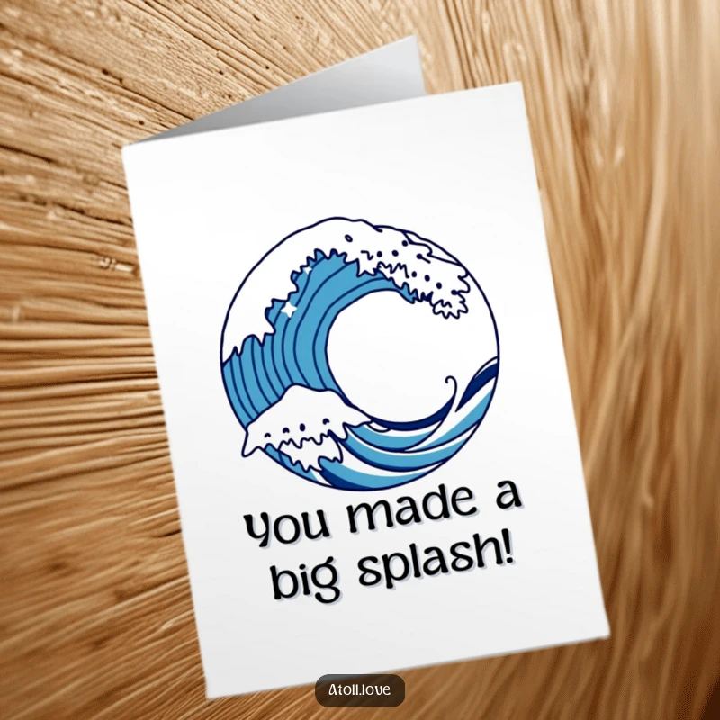 Funny Free Printable Congratulations Card with bold lines depicting a wave crashing, symbolizing powerful success and celebration.