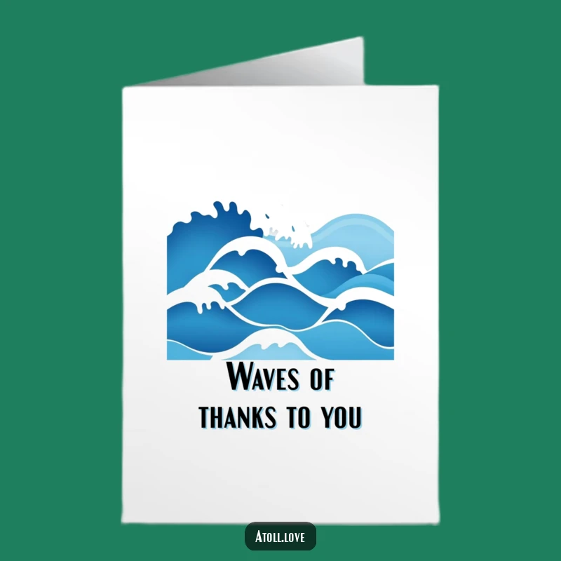 Free Printable Minimalist Wave Thank You Card: Blue Gradient Appreciation Downloadable