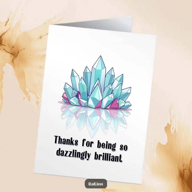 Funny free printable thank you card featuring angular crystalline structures with a reflective surface.