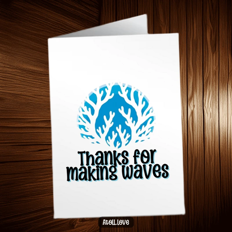 Funny Free Printable Thank You Card featuring a white circular coral silhouette against a deep blue void, perfect for conveying thanks.