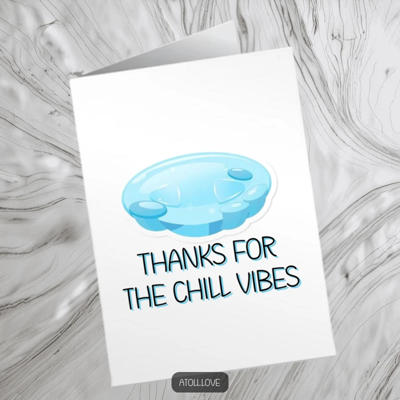 Funny Free Printable Thank You Card showcasing a minimalist lagoon with serene blue gradients, perfect for a calm thank you.
