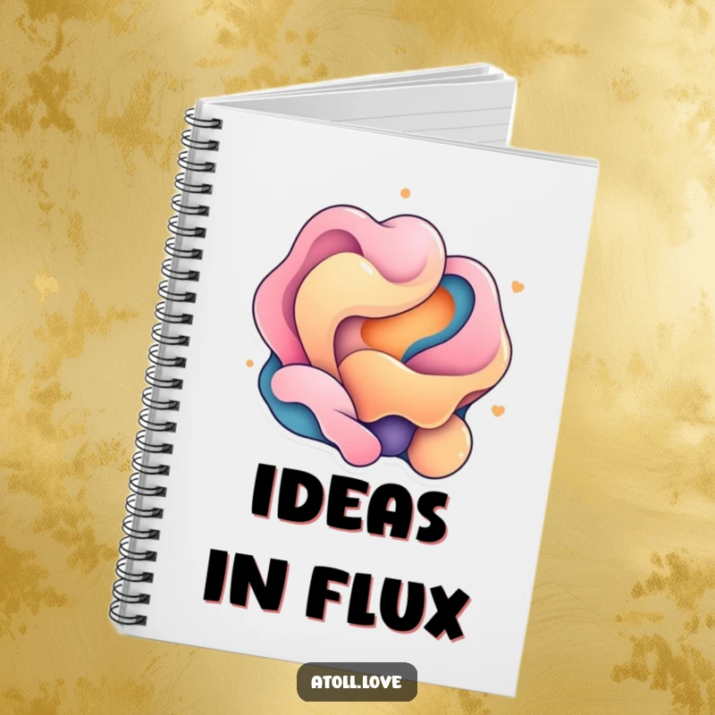 Funny Notebook cover featuring a contrast of fluid organic shapes and rigid geometric elements, ideal for creative work.