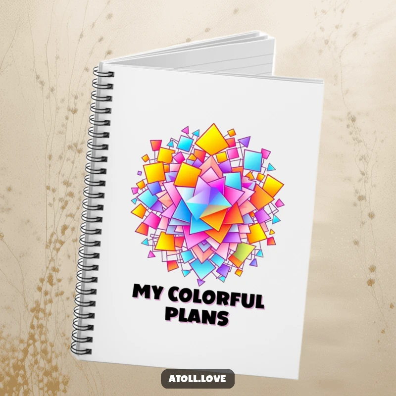 Funny Notebook cover with a vibrant gradient filling a complex, interconnected network of abstract shapes, for creativity.