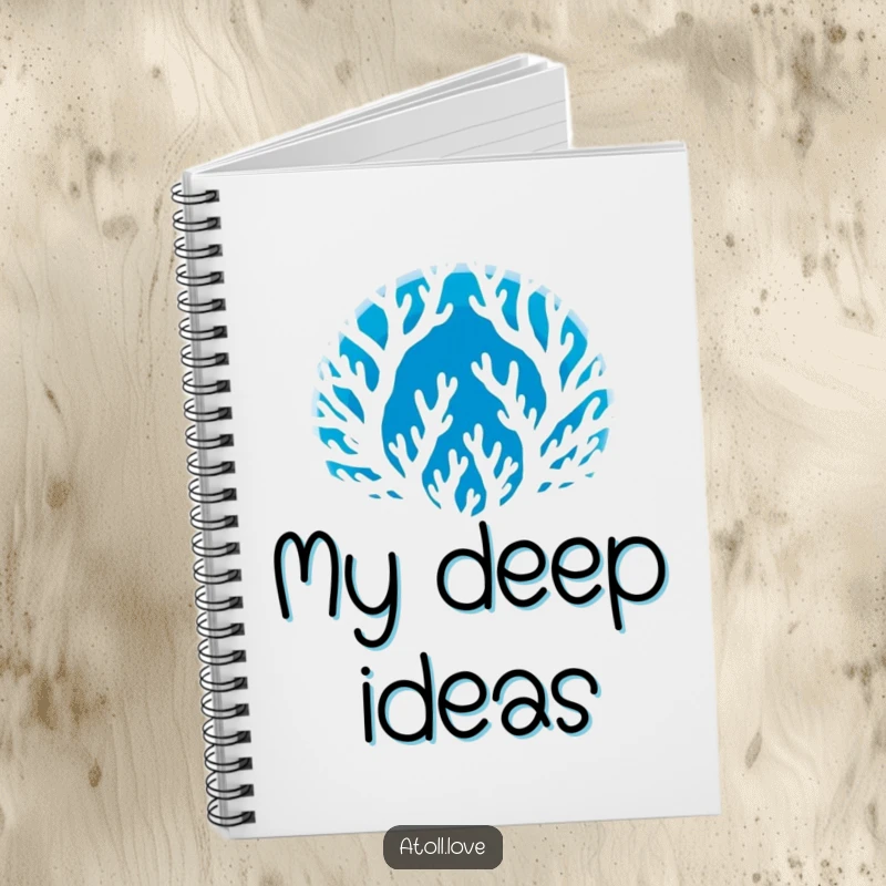 Funny Notebook with a white coral silhouette on a deep blue background, ideal for journaling, a thoughtful funny gift.