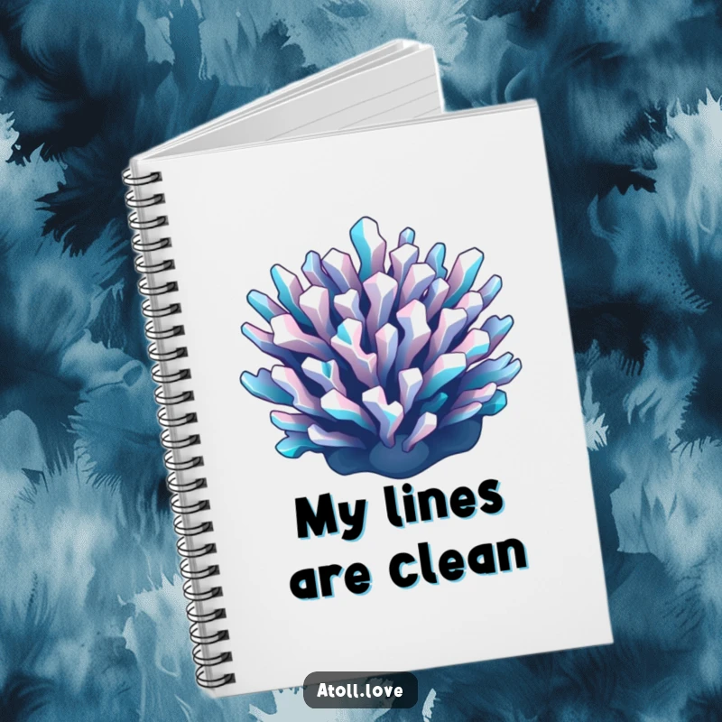 Funny geometric reef notebook with a striking cyan and white pattern, perfect for capturing notes and sketches with artistic flair.