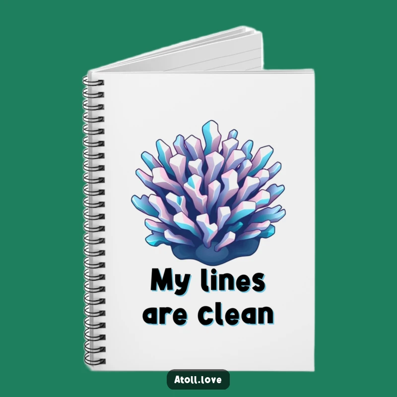 Funny Geometric Reef Notebook - Cool Cyan & White Art Journal Gift