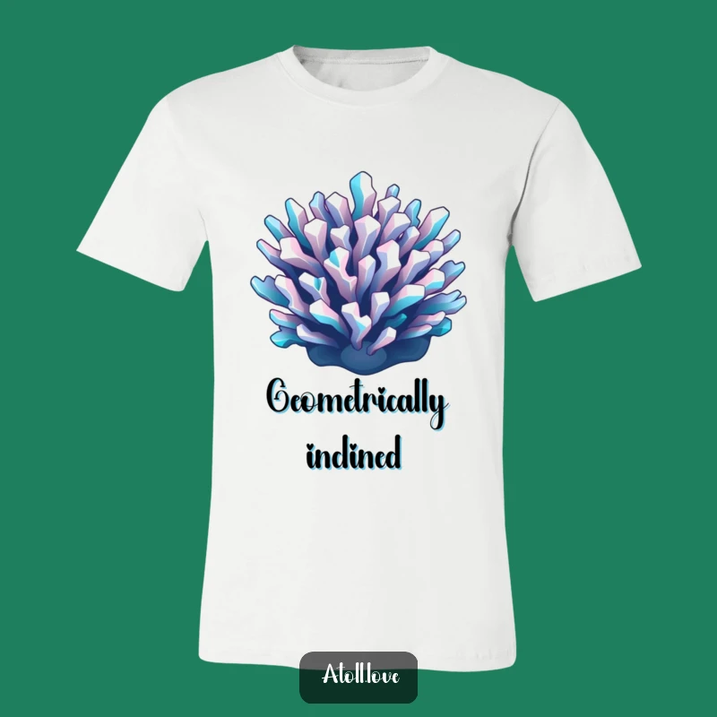Funny Geometric Reef T-Shirt - Bold Cyan & White Art Tee Gift