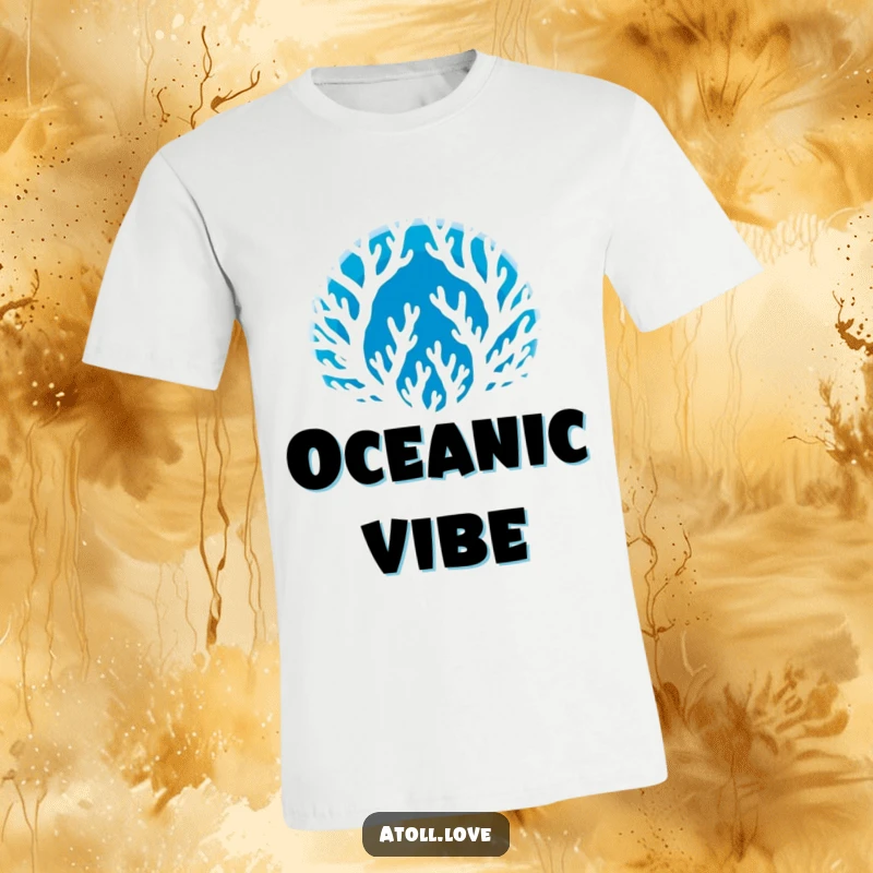 Funny T-Shirt with a white coral silhouette on a deep blue background, embodying oceanic charm, a cool funny gift.