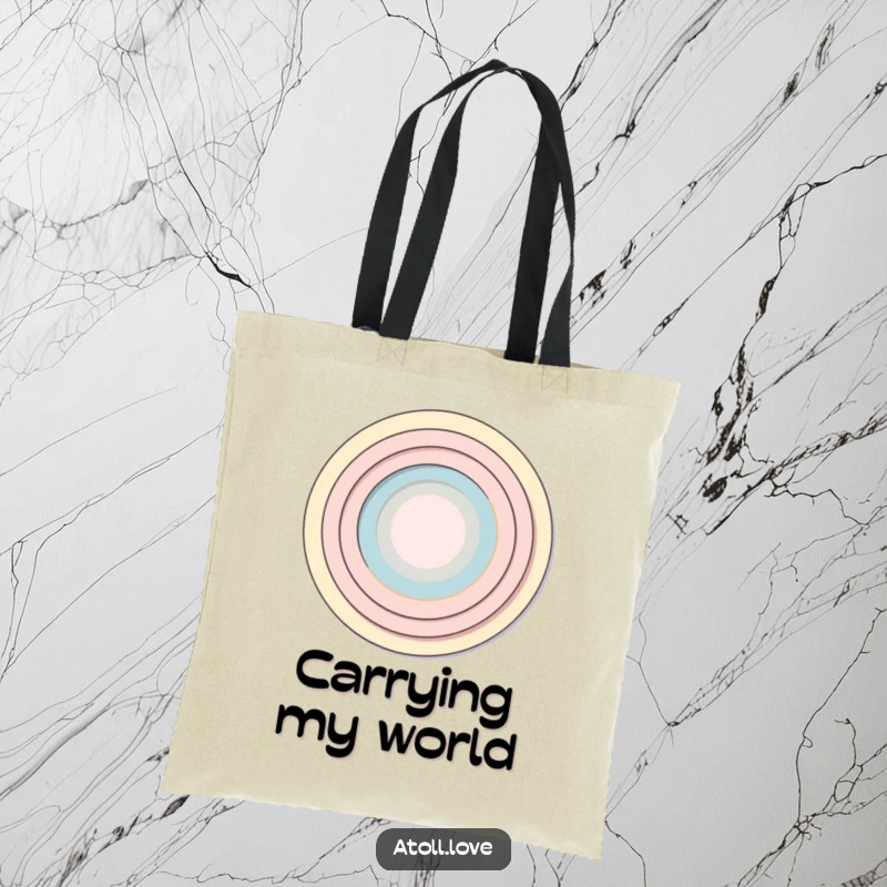 Funny Tote Bag featuring minimalist concentric rings expanding outward, symbolizing growth, a practical and funny gift option.