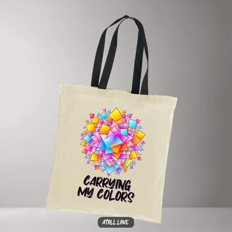 Funny Tote Bag featuring a captivating gradient within a complex, interconnected network of abstract shapes, a stylish statement.