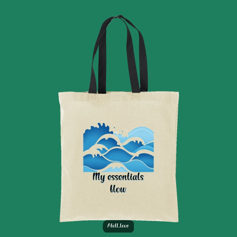 Funny Minimalist Wave Tote Bag, Blue Gradient, Stylish Beach Carry-All Gift