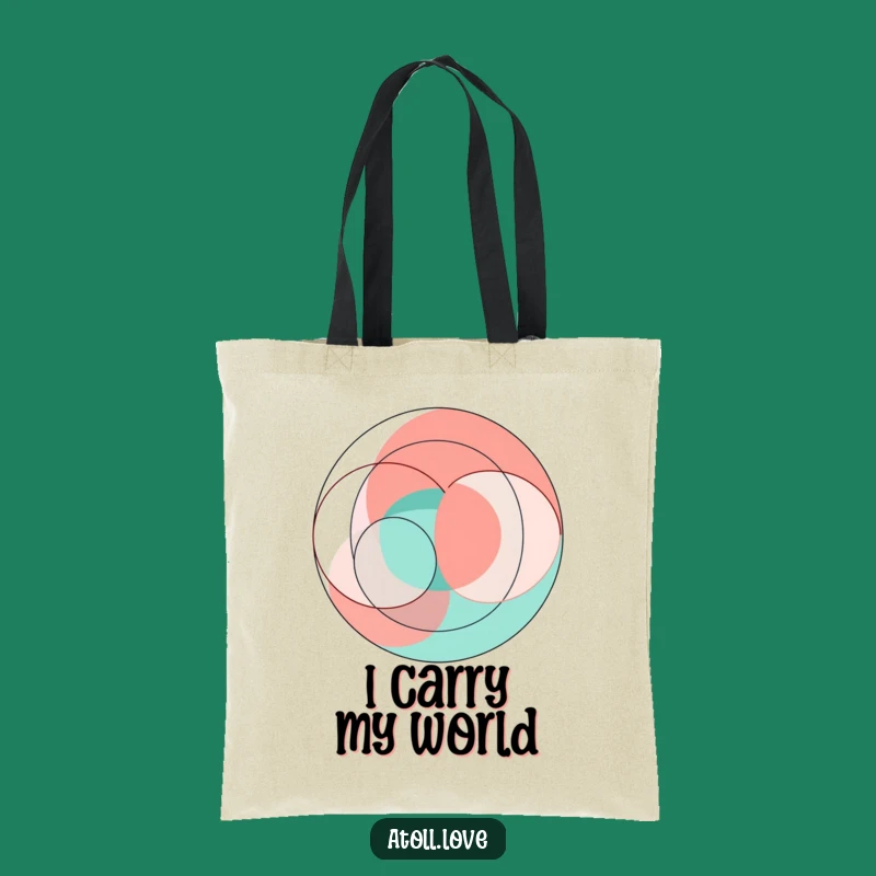 Funny Abstract Geometric Tote Bag, Coral Teal Art, Chic Modern Carry-All Gift